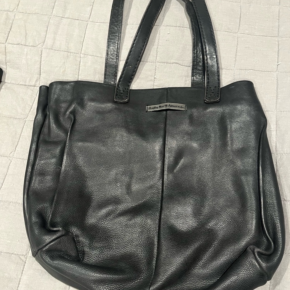 Trendy Black Leather Tote Bag